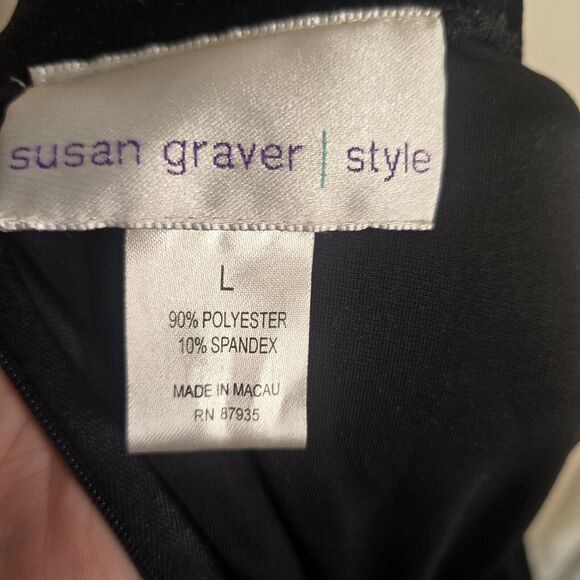 Susan Graver Style Women's L Black Velvet Short Sleeve Mockneck Midi Dress - Picture 8 of 15